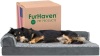 Furhaven Pet Medium Two-Tone Faux Fur & Suede Orthopedic Sofa Pet Bed, Stone Gray - Appears New in Damaged Box 