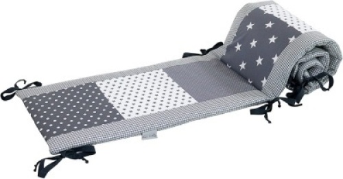 Lot of (5) Baby Crib Bumper Pads, 80" x 12, Grey Stars/Polka Dots/Checkered - Appear New&nbsp;