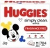 Huggies Simply Clean Unscented Baby Wipes, 11 Flip-Top Packs (704 Wipes Total)