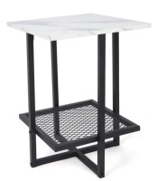Fdit 2 Tier Side Table Coffee Desk Modern White Marble Metal Frame, E-Comm Return