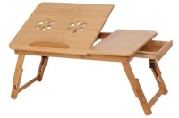 Adjustable Bamboo&nbsp;Lap Desk Two Flowers Heat Dissipation Book Reading Tray Stand, Appears New