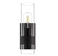 Hampton Bay Denbeck 4.5 in. W Matte Black 1-Light Sconce Clear Glass
