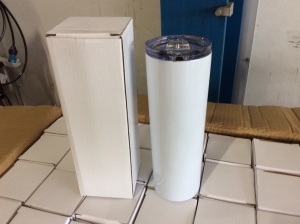 Lot of (50) White Tumblers with Lids 