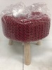 Tanish Hand Knitted Pouffe Wooden Stool, Appears New, Sold As-is