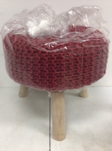 Tanish Hand Knitted Pouffe Wooden Stool, Appears New, Sold As-is