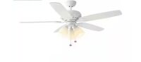 Hampton Bay Rockport 52 in. Indoor LED Matte White Ceiling Fan with Light Kit, Downrod, Reversible Blades and Reversible Motor