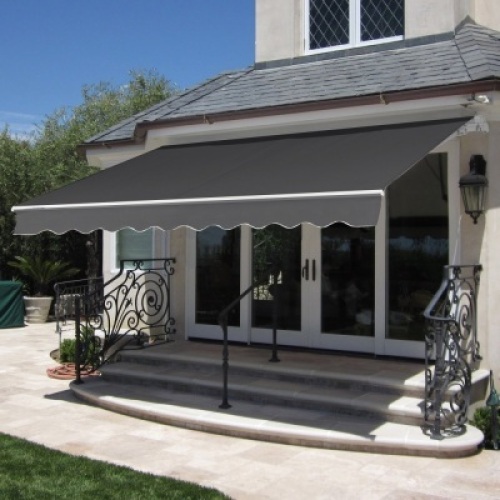 Retractable Patio Awning Cover w/ Aluminum Frame, Crank Handle&nbsp;