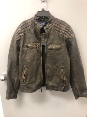 Polo Ralph Lauren Mens Leather Jacket, L, Appears New, Sold as is