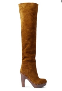 Ralph Lauren Women's Calf-suede Clog Knee Boot, 7.5, Appears new, Sold as is