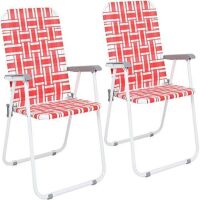 VINGLI Patio Lawn Webbed Folding Chairs 2pc