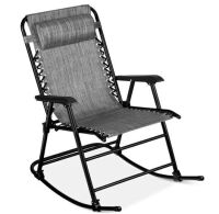 Folding Outdoor Zero Gravity Rocking Lounge Chair w/ Headrest Pillow
