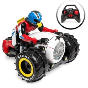 Amphibious Remote Control Stunt Motorcycle Toy for Land, Water, & Snow w/ All-Terrain Wheels 