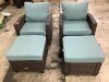 PHI VILLA Brown Rattan Wicker 4 Seat 4-Piece Steel Patio Outdoor Sectional Set - 1 Foot Broken on Ottoman - 2