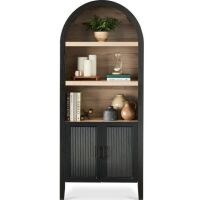 Arched 5-Tier Storage Cabinet w/ Reeded Doors, Adjustable Shelves - 72in