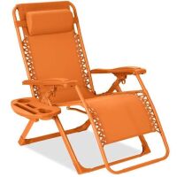 Monochromatic Zero Gravity Patio Chair Recliner w/ Side Tray, Headrest