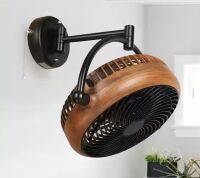 8 in. Indoor Walnut Wall Mount Fan