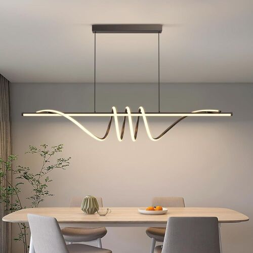Modern 57in Pendant Light, Dimmable with Remote Control 3000k-6000K Adjustable Color Temperature
