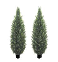 R's Ceder 5FT Artificial Topiary Cedar Tree, 2 Pack