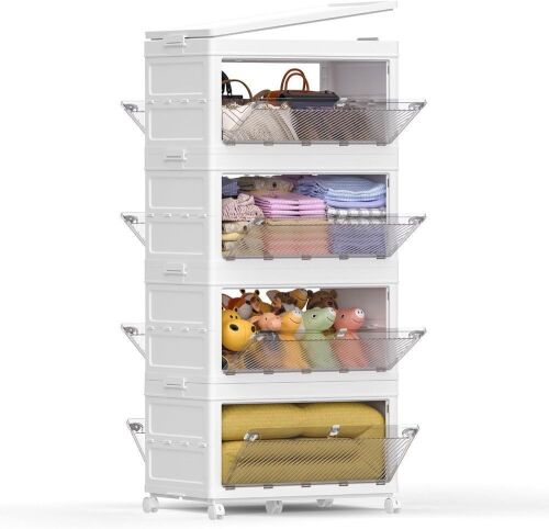 Stackable Plastic Storage Bins, 4 Pack