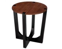 CHRISTOPHER KNIGHT HOME Bradley 22.2 in. Brown and Black Round MDF Plus Solid Wood End Table Side Table with Cross Legs