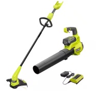 Ryobi 40V Cordless Battery 12 in. String Trimmer and 450 CFM 120 MPH Blower Combo Kit 2-Tools with 4.0 Ah Battery and Charger