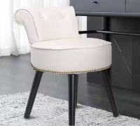 Veikous 25.1 in. H White Makeup Vanity PU Upholstered Stool with Black Finished Wood Legs