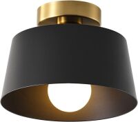 Ceiling Light with Gold Plate and Matte Black Shade