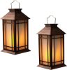 Vintage Candle Lantern with Led Flameless Candle, Set of 2