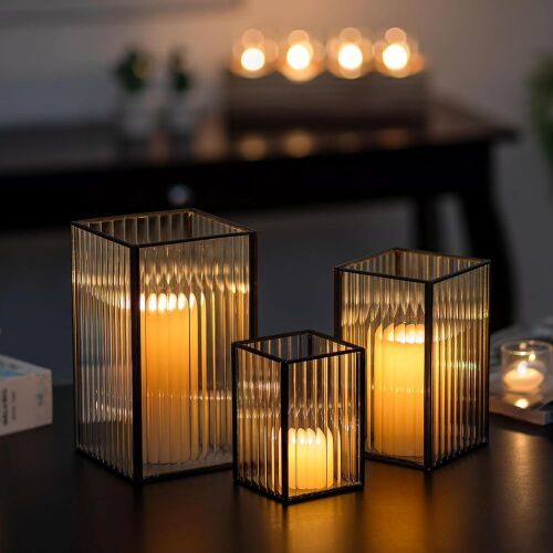 Glass Hurricane Candle Holder, 3 pc