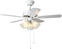 TWLITE 42" Indoor Ceiling Fan with Pull-Chain and Three LED Light Bulbs Base