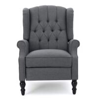 Noble House Charcoal Gray Tufted Back Fabric Recliner