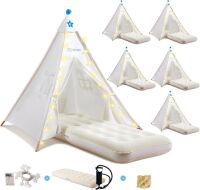6 Pack Teepee Tent for Kids with Inflatable Airbeds