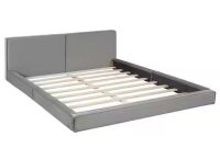 Harper & Bright Designs Gray Wood Frame Queen Size Velvet Upholstered Platform Bed