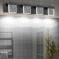 30.5 Inch 4 Light Bubble Black Crystal Bathroom Vanity Light Fixture, LED Over Mirror, Modern, 6000K