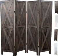 4-Panel Rustic Brown Barn Door Room Divider