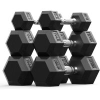 BalanceFrom Hex Dumbbell Set, Pairs of 5lb, 10lb, 15 lb