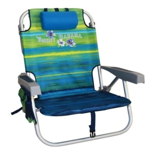 Tommy Bahama Backpack Beach Chair, Green/Blue Stripe&nbsp;- Appears New&nbsp;