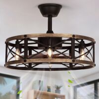SHLUCE 22" Caged Farmhouse Ceiling Fan with Light