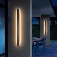 Modern Outdoor Wall Light Fixture, 2pack 39inch Black LED Outdoor Lights, Modern Porch & Patio Sconce, 3000K Long Strip Light Fixture Outside for House, Garage, Front Door