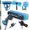 24ft IGADPole Washing Kit: Water-fed Brush, Cobweb Duster and 10&rdquo; Squeegee and Soap Dispenser, with 6-Stage Telescoping Pole 5-24ft Pole