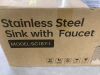 Free Standing Single Bowl Stainless Steel Sink with Faucet - 11