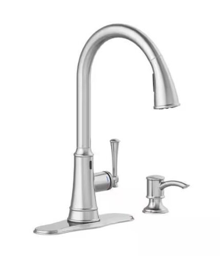 Glacier Bay Hemming Single-Handle Touchless Pull Down Sprayer Kitchen Faucet with Soap Dispenser in Spot Resistant Stainless Steel