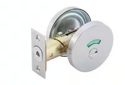 Universal Hardware Occupancy Indicator Deadbolt, Non-handed, Adjustable Backset, Satin Chrome Finish
