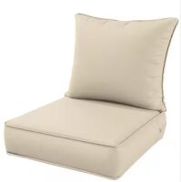 WNP 24 in. x 24 in. x 5 in. Square Outdoor Deep Seating Cushion Set Seat and Back Cushion, Cream