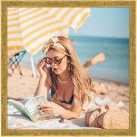 Wood 20x20 Frame Gold, Ornate Natural 20x20in Poster Picture Frame, Modern Golden 20 x 20inch Gallery Wall Photo Frame with HD Plexiglass, Horizontal Vertical Wall Mounting Display 1pcs
