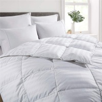 Puredown All Season Down Comforter, 100% Cotton Shell 500 Thread Count, White Striped,&nbsp;King Size - Appears New&nbsp;