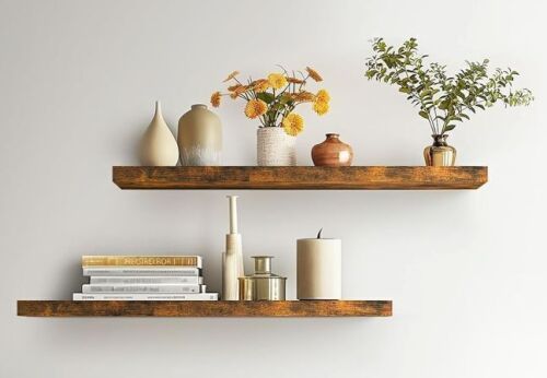36 inch Wall Mounted Rustic Wood Floating Shelves, Set of 2