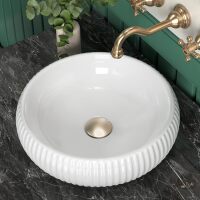 Bathroom Vessel Sink above Counter, Bowl Sinks for Bathroom, Countertop White Bathroom Sink 16.4" for Cabinet Lavatory Vanity Porcelain Ceramic