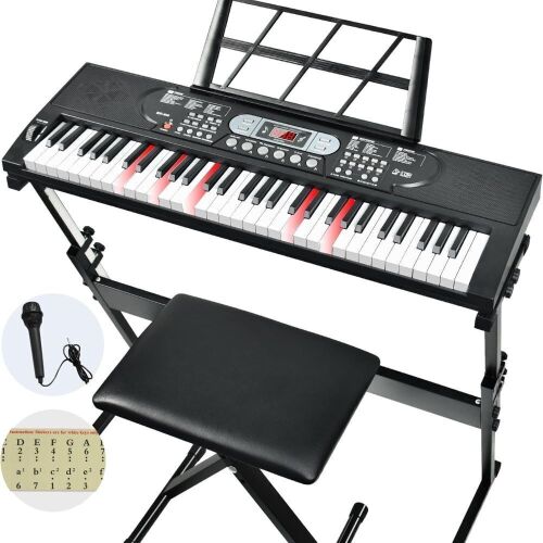 61 Keys Electric Piano Keyboard with Illuminated Keys