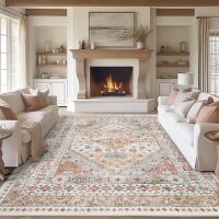 zesthome 9x12 Area Rugs,Stain Resistant Washable Rug,Ultra-Thin Rugs for Living Room, Bedroom, Non-Slip Backing Home Decor Large Area Rug